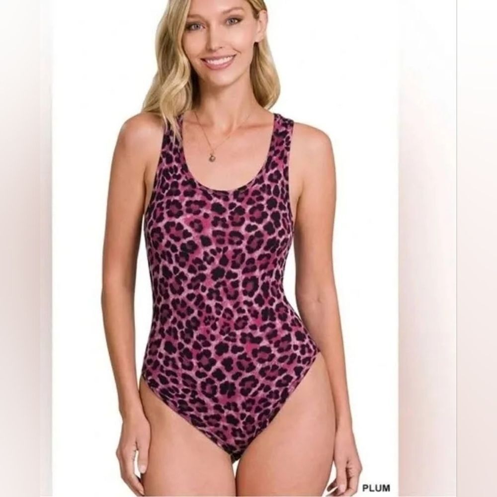 ZENANA Leopard Print Pink Bodysuit Style Mt-9026ba